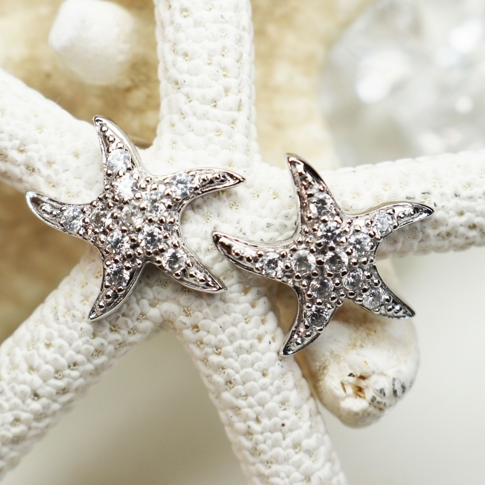 NEW!!! Silver & Topaz Starfish Pendant & Earrings - Picture 3 of 8